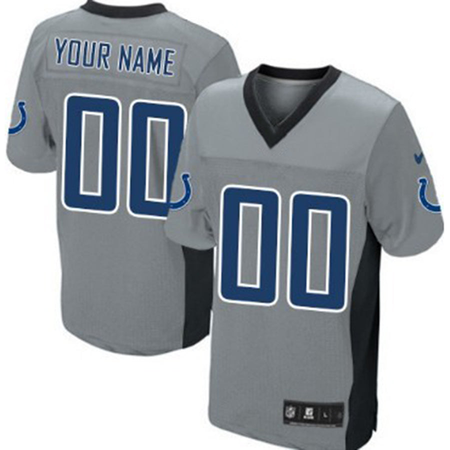 Custom IN.Colts Gray Shadow Elite Jersey Stitched American Football Jerseys - Main View