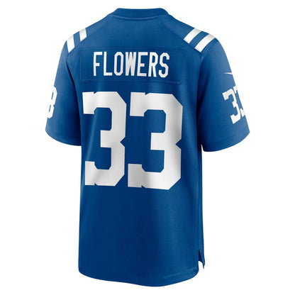 IN.Colts #33 Dallis Flowers Royal Game Player Jersey Stitched American Football Jerseys - Main View