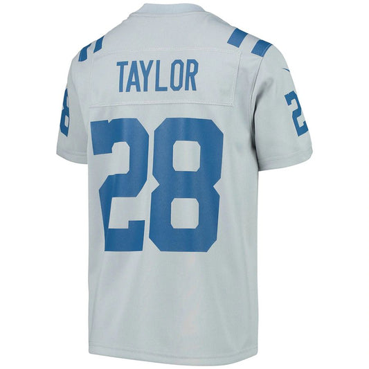 IN.Colts #28 Jonathan Taylor Gray Inverted Team Game Jersey Stitched American Football Jerseys - Main View