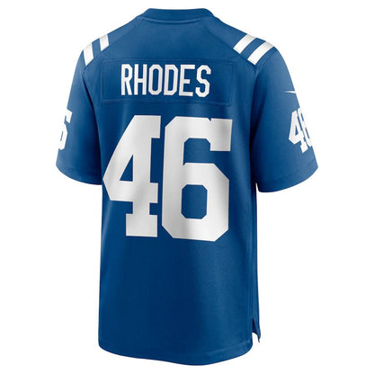IN.Colts #46 Luke Rhodes Royal Game Jersey Stitched American Football Jerseys - Main View