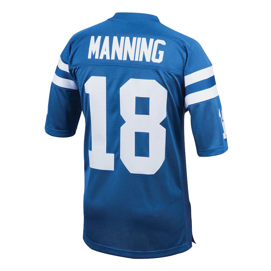 IN.Colts #18 Peyton Manning Mitchell & Ness Royal 1998 Authentic Throwback Retired Player Jersey Stitched American Football Jerseys - Main View