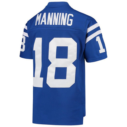 IN.Colts #18 Peyton Manning Mitchell & Ness Royal 1998 Legacy Retired Player Jersey Stitched American Football Jerseys - Main View
