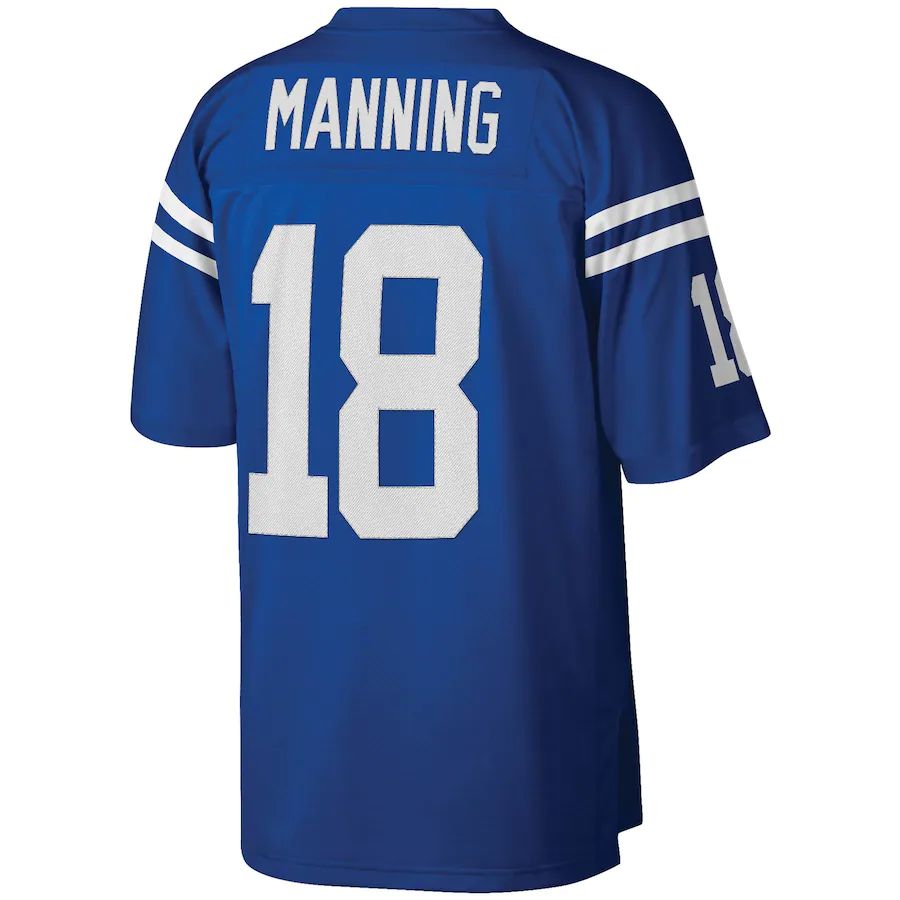 IN.Colts #18 Peyton Manning Mitchell & Ness Royal Legacy Replica Jersey Stitched American Football Jerseys - Main View