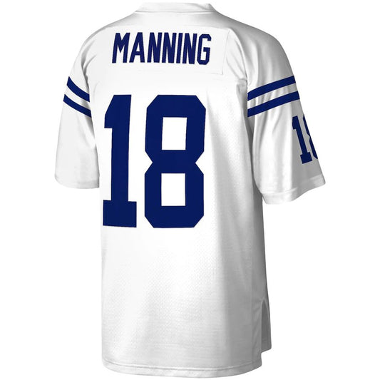 IN.Colts #18 Peyton Manning Mitchell & Ness White Legacy Replica Jersey Stitched American Football Jerseys - Main View