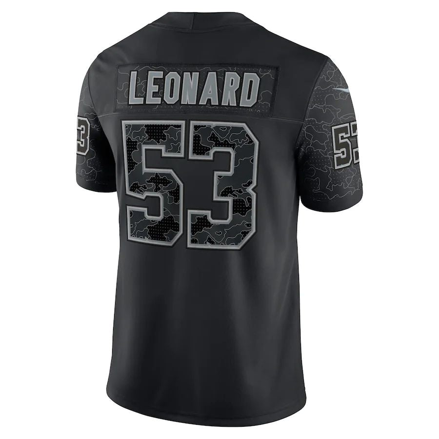 IN.Colts #53 Shaquille Leonard Black RFLCTV Limited Jersey Stitched American Football Jerseys - Main View