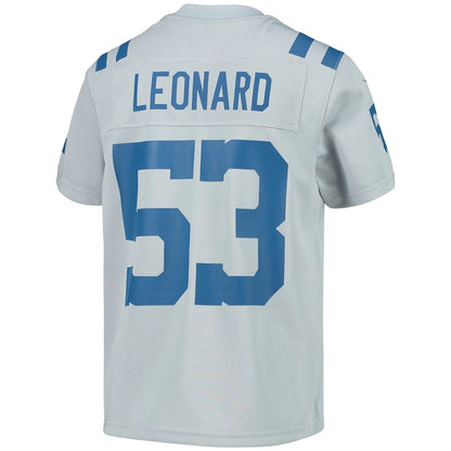 IN.Colts #53 Shaquille Leonard Gray Inverted Team Game Jersey Stitched American Football Jerseys - Main View