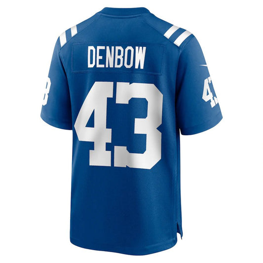 IN.Colts #43 Trevor Denbow Royal Game Player Jersey Stitched American Football Jerseys - Main View