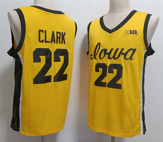 I.Hawkeyes #22 Caitlin Clark Yellow Stitched Jersey American College Jerseys - Main View