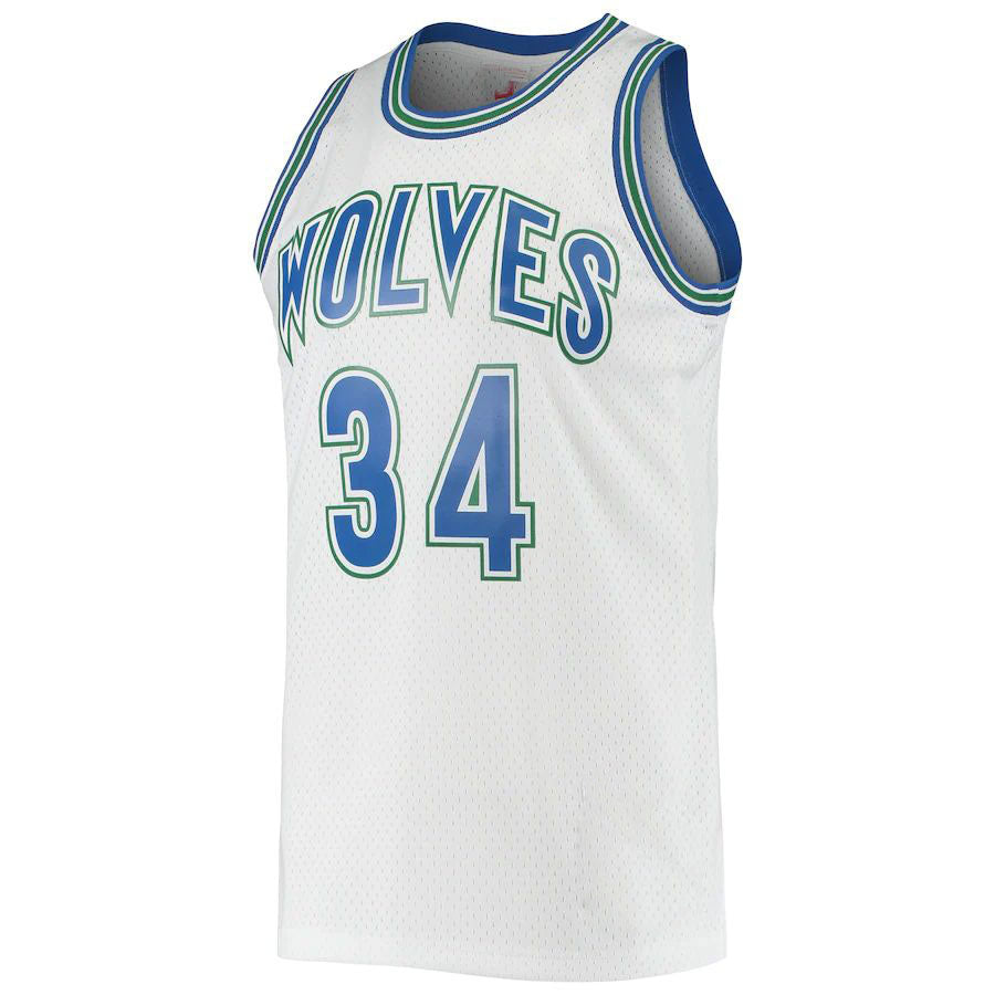 M.Timberwolves #34 Isaiah Rider Mitchell & Ness 1995-96 Hardwood Classics Swingman Jersey White Stitched American Basketball Jersey - Main View