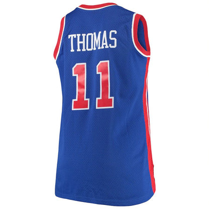 D.Pistons #11 Isaiah Thomas Mitchell & Ness Big & Tall Hardwood Classics Jersey Royal Stitched American Basketball Jersey - Main View