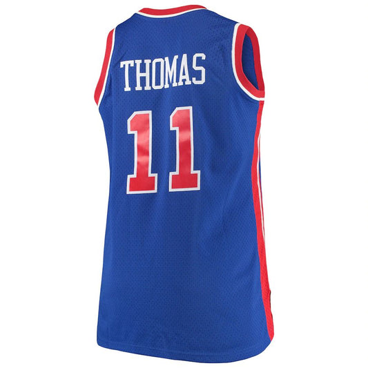 D.Pistons #11 Isaiah Thomas Mitchell & Ness Big & Tall Hardwood Classics Jersey Royal Stitched American Basketball Jersey - Main View