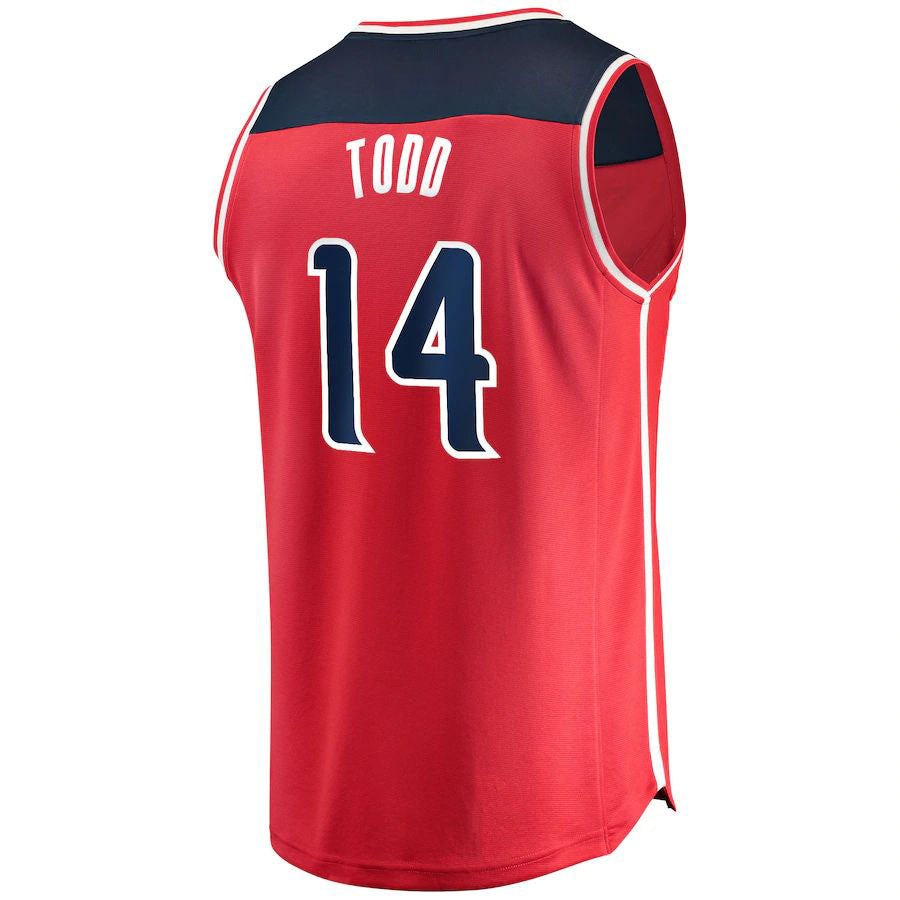 W.Wizards #14 Isaiah Todd Fanatics Branded 2 Fast Break Replica Jersey Red Icon Edition Stitched American Basketball Jersey - Main View