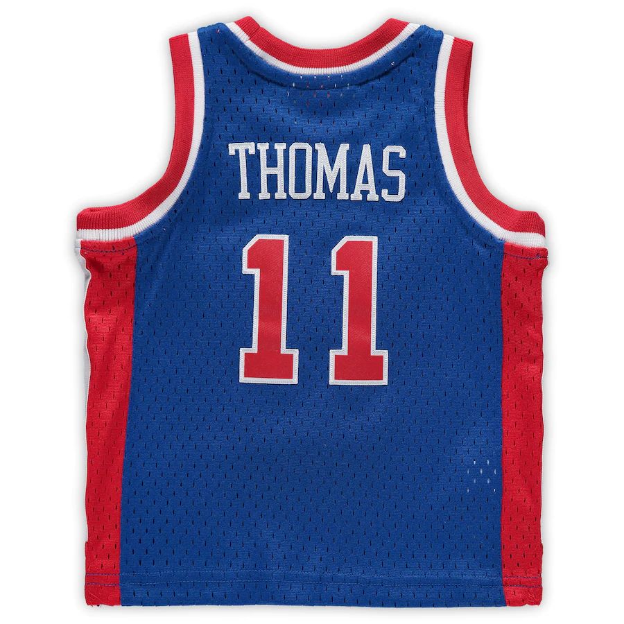 D.Pistons #11 Isaiah Thomas Mitchell & Ness Infant 1988-89 Hardwood Classics Retired Player Jersey Blue Stitched American Basketball Jersey - Main View