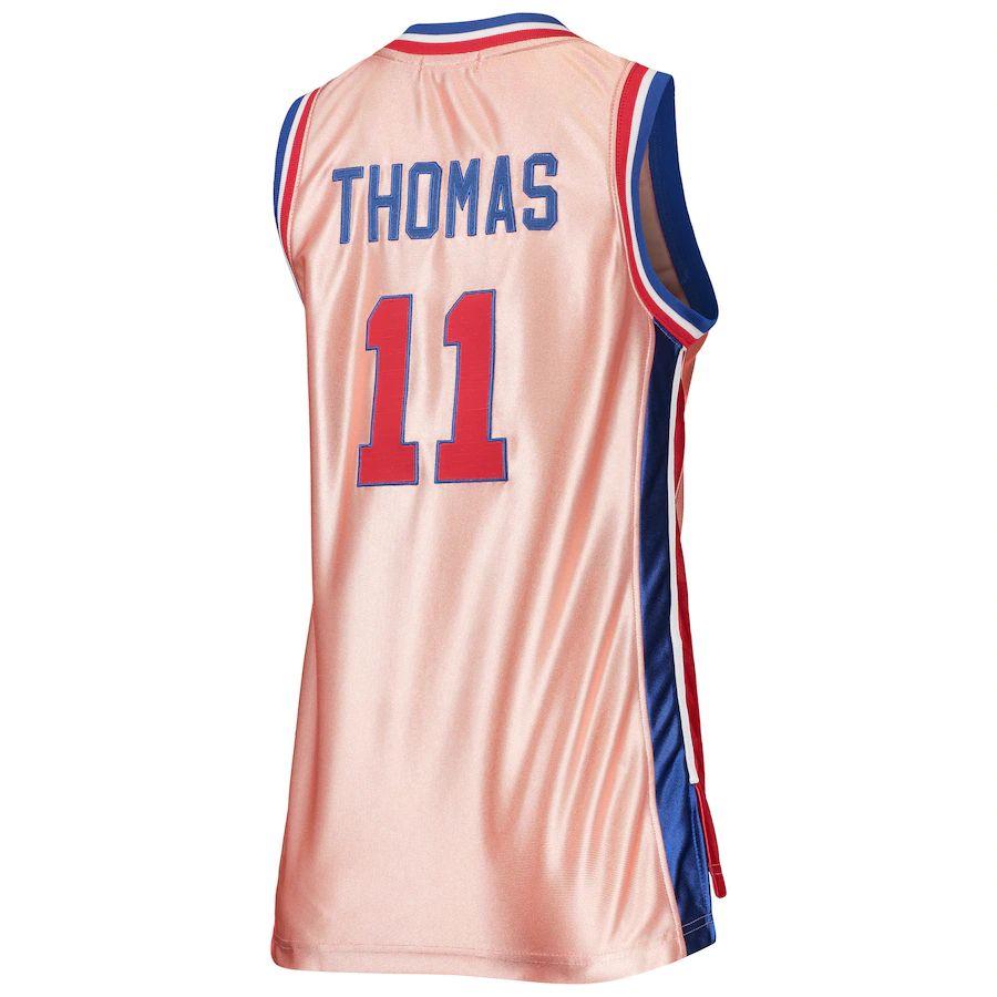 D.Pistons #11 Isaiah Thomas Mitchell & Ness 75th Anniversary Rose Gold 1982 Swingman Jersey  Pink Stitched American Basketball Jersey - Main View