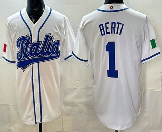 Italy Baseball #1 Jonathon Berti White 2026 World Baseball Classic Cool Base Stitched Baseball Jersey - Main View