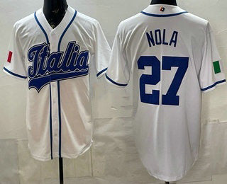 Italy Baseball #27 Aaron Nola White 2026 World Baseball Classic Cool Base Stitched Baseball Jersey - Main View