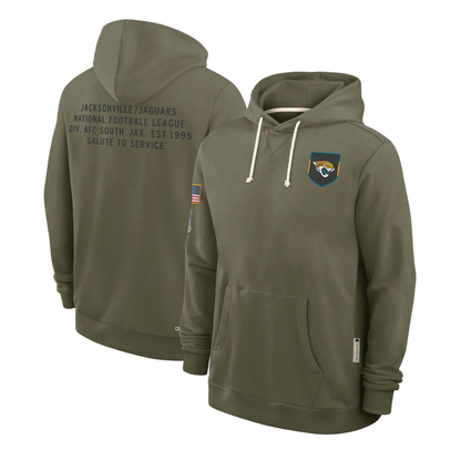J.Jaguars Olive 2025 Salute to Service Sideline Standard Issue Dri-FIT Hoodie Stitched American Football Jerseys - Main View