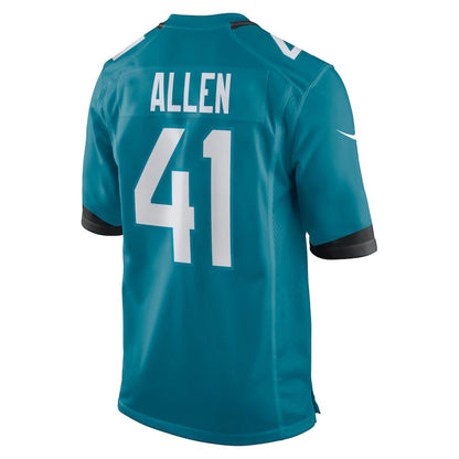 J.Jaguars #41 Josh Allen Teal Game Jersey Stitched American Football Jerseys - Main View