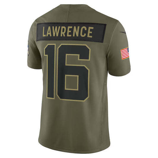 J.Jaguars #16 Trevor Lawrence Olive 2025 Salute to Service Limited American Football Jersey - Main View