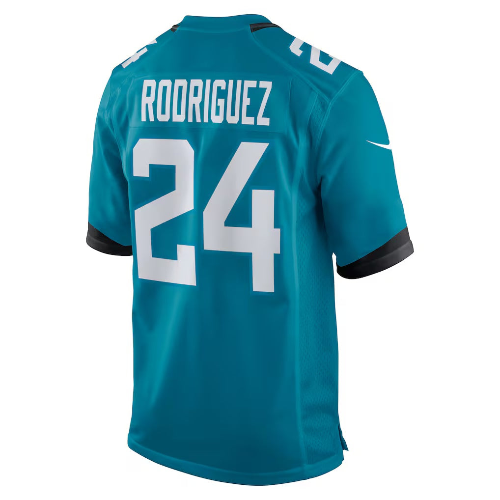 J.Jaguars #24 Chris Rodriguez Teal Team Game American Football Jersey - Main View