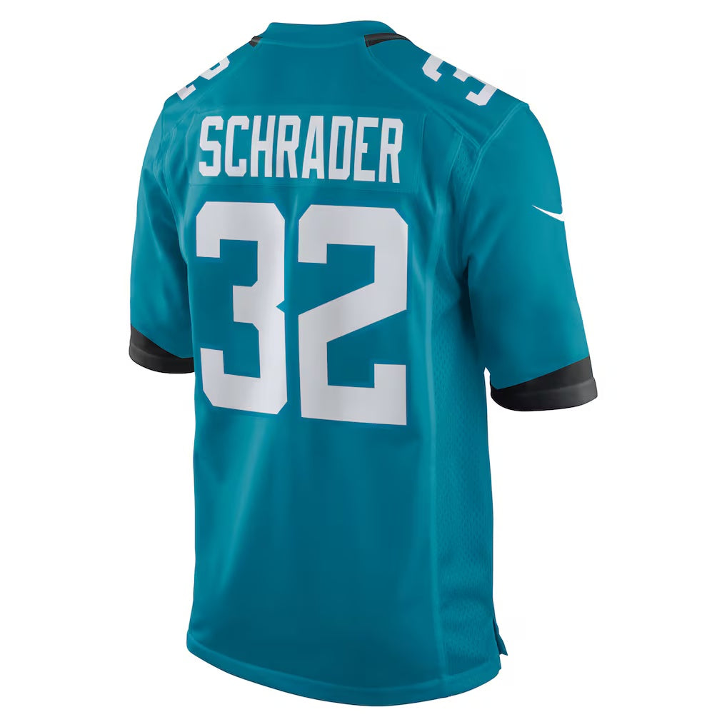 J.Jaguars #32 Cody Schrader Teal Team Game American Football Jersey - Main View