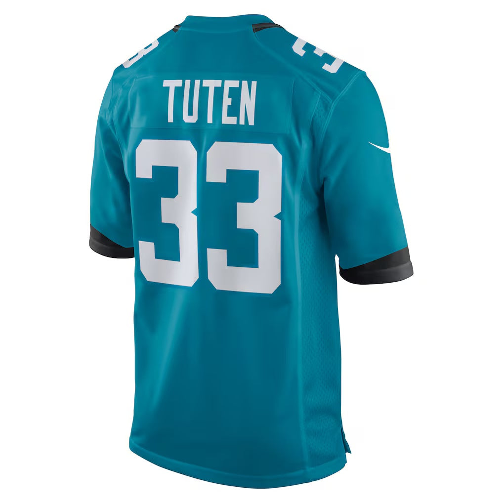 J.Jaguars #33 Bhayshul Tuten Teal Team Game American Football Jersey - Main View