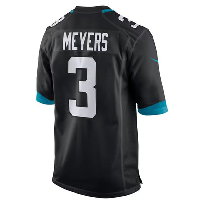 J.Jaguars #3 Jakobi Meyers Black Alternate Game American Football Jersey - Main View