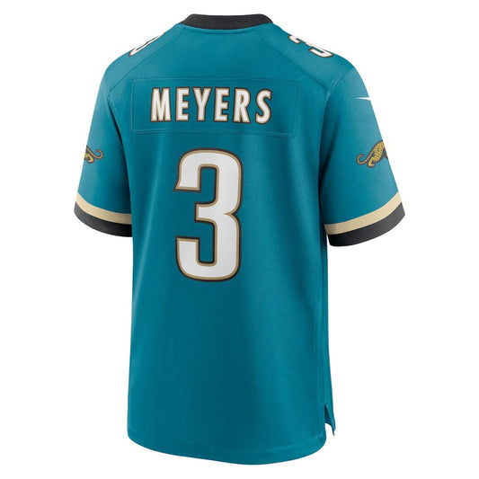 J.Jaguars #3 Jakobi Meyers Teal Alternate 2 Prowler Throwback Game American Football Jersey - Main View