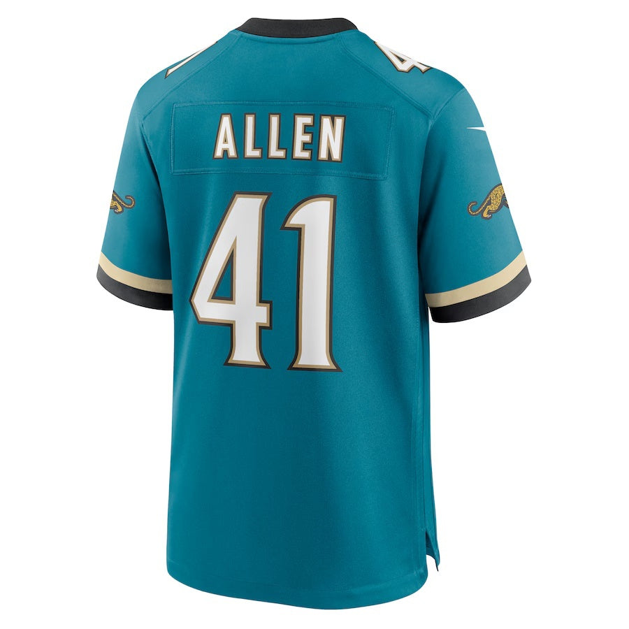 J.Jaguars #41 Josh Allen TealProwler Throwback Game American Football Jersey - Main View