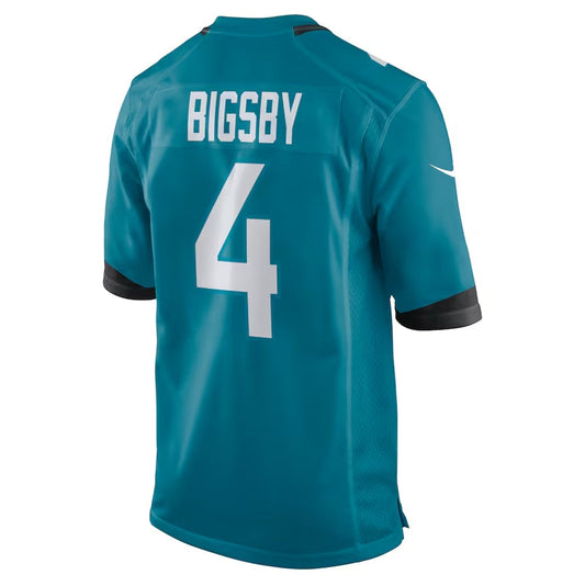 J.Jaguars #4 Tank Bigsby Teal Game Stitched American Football Jerseys - Main View