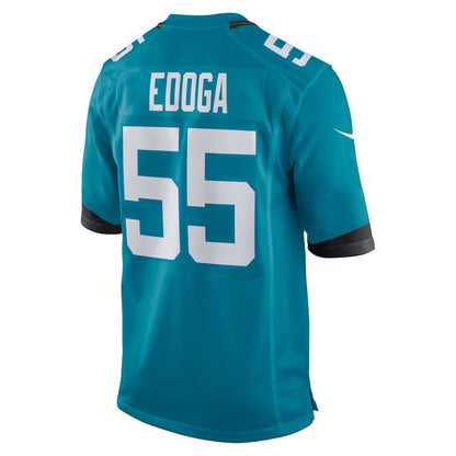 J.Jaguars #55 Chuma Edoga Teal Team Game American Football Jersey - Main View