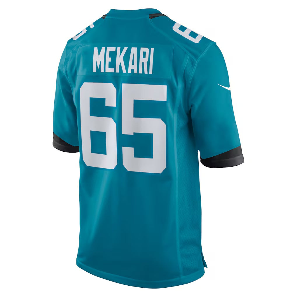 J.Jaguars #65 Patrick Mekari Teal Team Game American Football Jersey - Main View