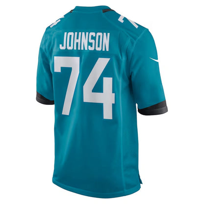 J.Jaguars #74 Fred Johnson Teal Team Game Stitched American Football Jerseys - Main View