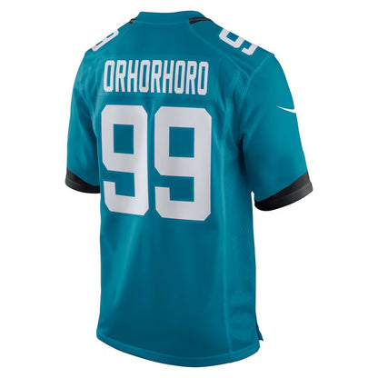 J.Jaguars #99 Ruke Orhorhoro Teal Team Game American Football Jersey - Main View