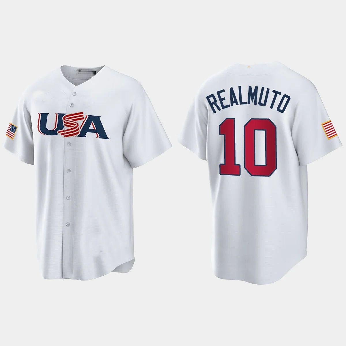 #10 J.T. REALMUTO PHILADELPHIA PHILLIES 2023 WORLD BASEBALL CLASSIC USA REPLICA JERSEY ¨C WHITE Stitches Baseball Jerseys - Main View