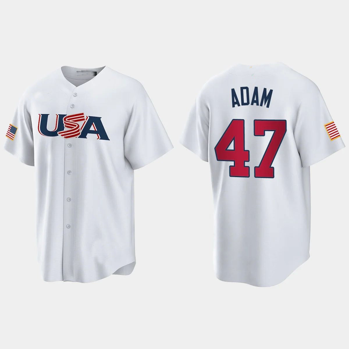 #47 JASON ADAM TAMPA BAY RAYS 2023 WORLD BASEBALL CLASSIC USA REPLICA JERSEY ¨C WHITE Stitches Baseball Jerseys - Main View