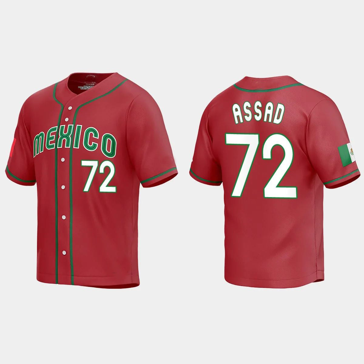 #72 JAVIER ASSAD MEXICO BASEBALL 2023 WORLD BASEBALL CLASSIC REPLICA JERSEY ¨C RED Stitches Baseball Jerseys - Main View