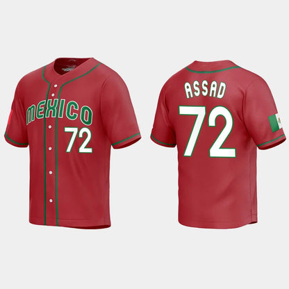 #72 JAVIER ASSAD MEXICO BASEBALL 2023 WORLD BASEBALL CLASSIC REPLICA JERSEY ¨C RED Stitches Baseball Jerseys - Main View