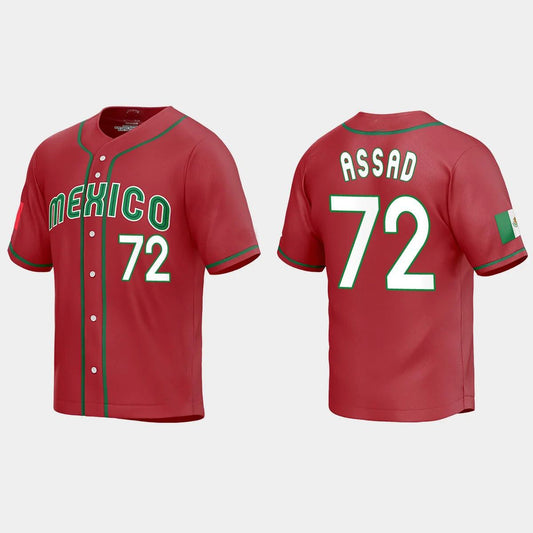 #72 JAVIER ASSAD MEXICO BASEBALL 2023 WORLD BASEBALL CLASSIC REPLICA JERSEY ¨C RED Stitches Baseball Jerseys - Main View