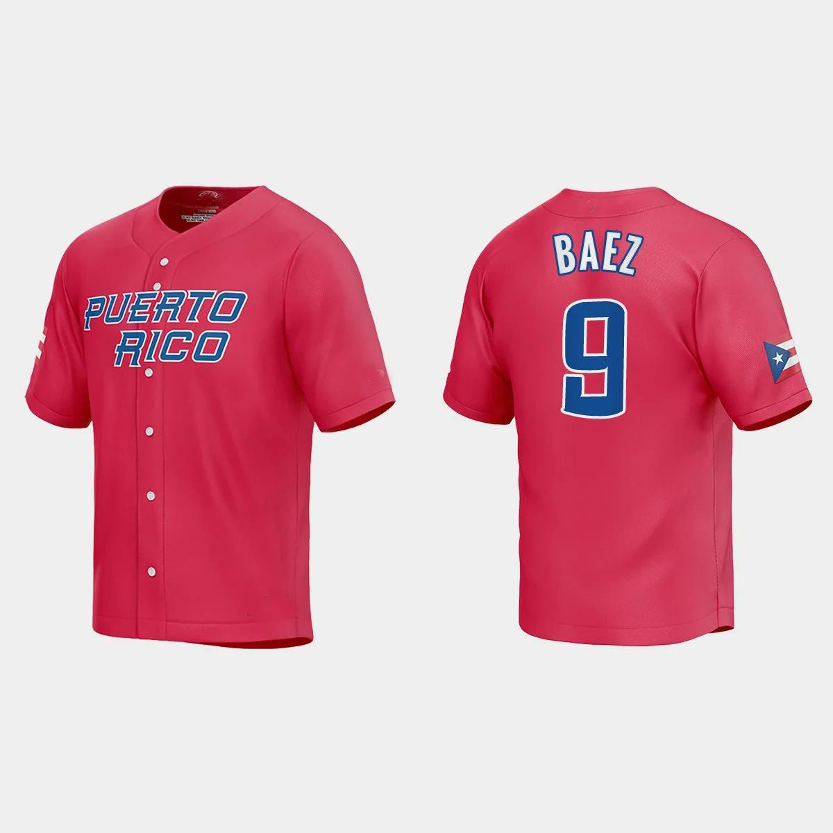 #9 JAVIER BAEZ PUERTO RICO BASEBALL 2023 WORLD BASEBALL CLASSIC JERSEY ¨C RED Stitches Baseball Jerseys - Main View