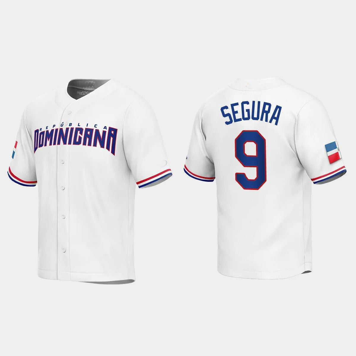 #9 JEAN SEGURA DOMINICAN REPUBLIC BASEBALL 2023 WORLD BASEBALL CLASSIC REPLICA JERSEY ¨C WHITE  Stitches Baseball Jerseys - Main View