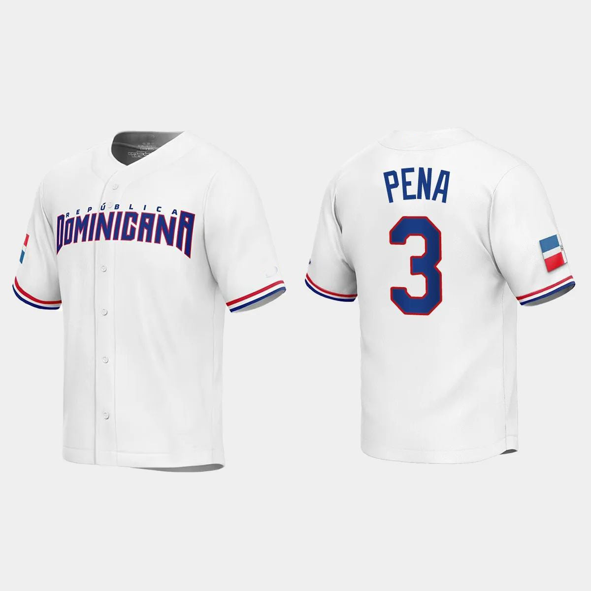 #3 JEREMY PENA DOMINICAN REPUBLIC BASEBALL 2023 WORLD BASEBALL CLASSIC REPLICA JERSEY ¨C WHITE Stitches Baseball Jerseys - Main View