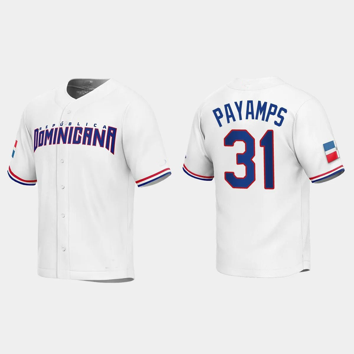 #31 JOEL PAYAMPS DOMINICAN REPUBLIC BASEBALL 2023 WORLD BASEBALL CLASSIC REPLICA JERSEY - WHITE Stitches Baseball Jerseys