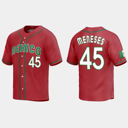 #45 JOEY MENESES MEXICO BASEBALL 2023 WORLD BASEBALL CLASSIC REPLICA JERSEY ¨C RED Stitches Baseball Jerseys - Main View