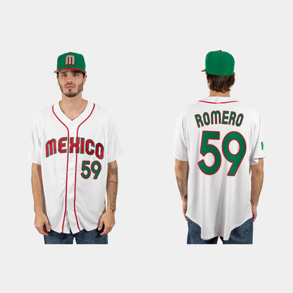 #59 JOJO ROMERO MEXICO BASEBALL 2023 WORLD BASEBALL CLASSIC JERSEY ¨C WHITE Stitches Baseball Jerseys - Main View