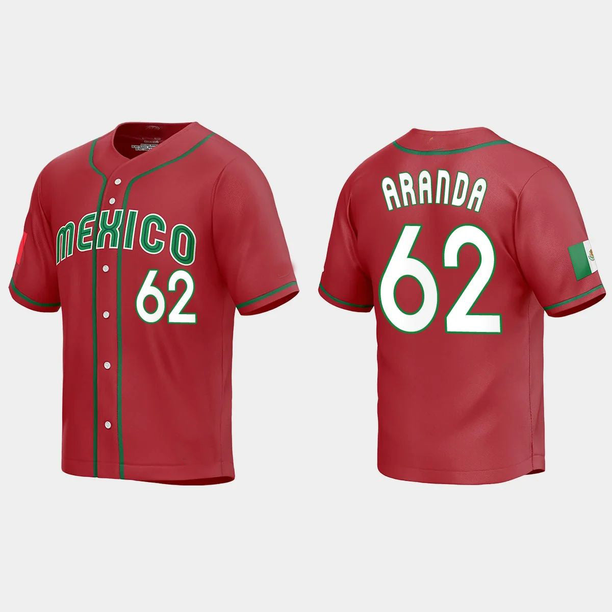 #62 JONATHAN ARANDA MEXICO BASEBALL 2023 WORLD BASEBALL CLASSIC REPLICA JERSEY ¨C RED Stitches Baseball Jerseys - Main View
