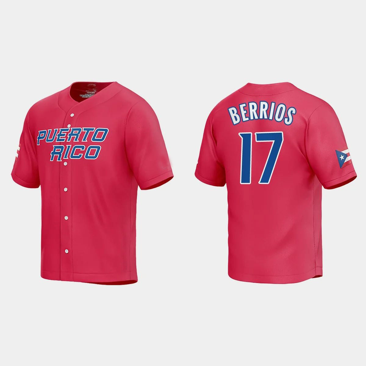 #17 JOSE BERRIOS PUERTO RICO BASEBALL 2023 WORLD BASEBALL CLASSIC JERSEY ¨C RED Stitches Baseball Jerseys - Main View
