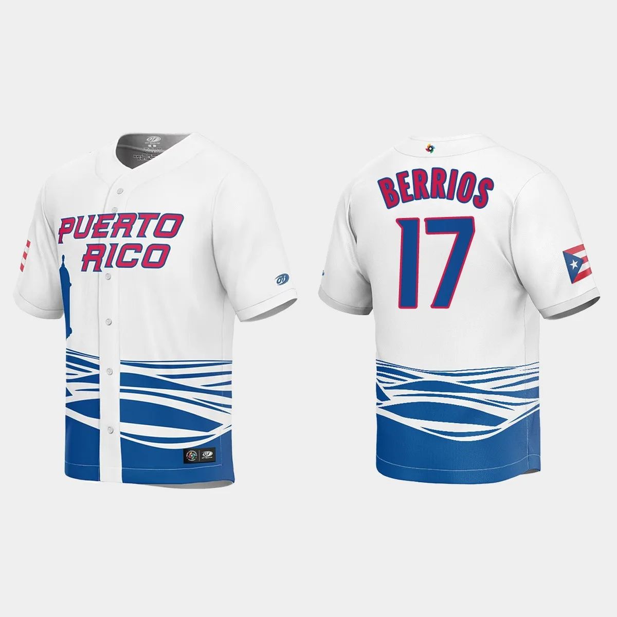 #17 JOSE BERRIOS PUERTO RICO BASEBALL 2023 WORLD BASEBALL CLASSIC JERSEY - WHITE Stitches Baseball Jerseys