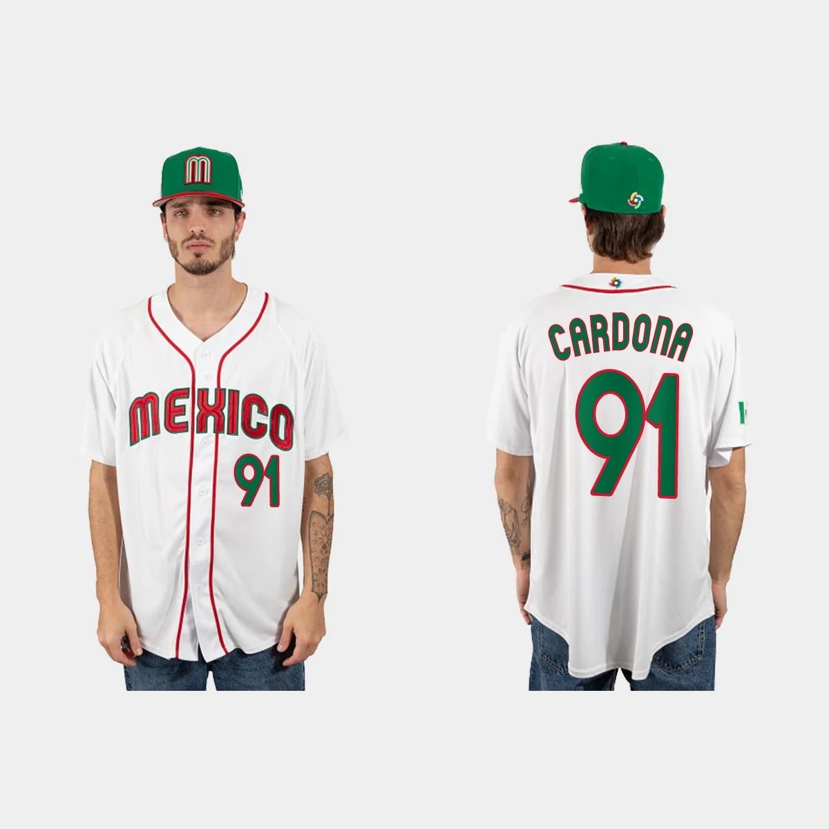 #91 JOSE CARDONA MEXICO BASEBALL 2023 WORLD BASEBALL CLASSIC JERSEY ¨C WHITE Stitches Baseball Jerseys - Main View