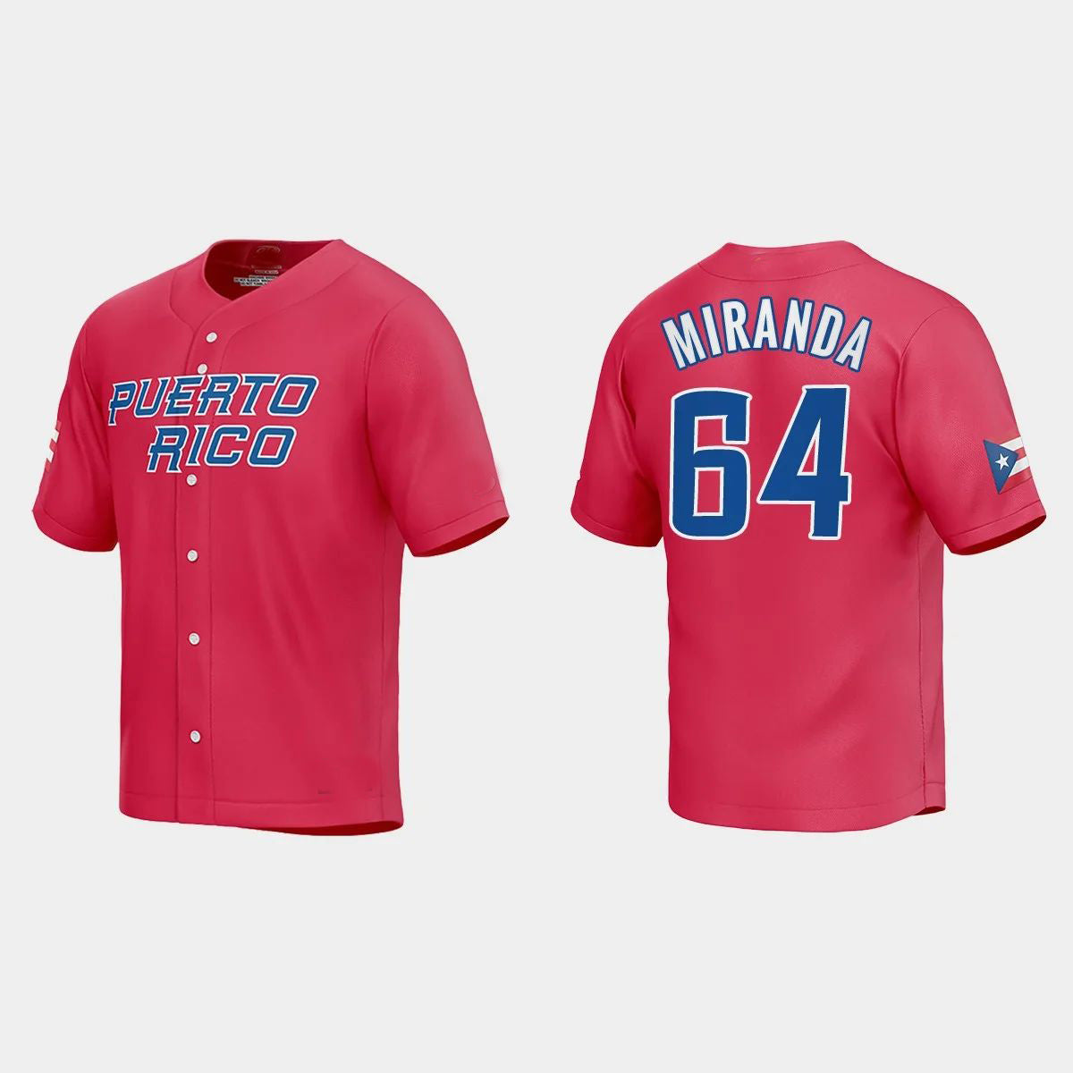 #64 JOSE MIRANDA PUERTO RICO BASEBALL 2023 WORLD BASEBALL CLASSIC JERSEY ¨C RED Stitches Baseball Jerseys - Main View